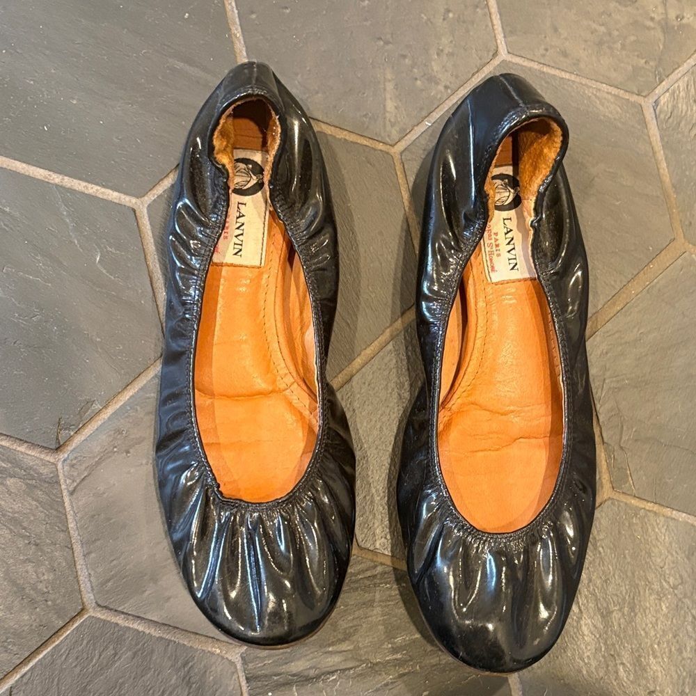 Lanvin Glossy Black Ballet Flats